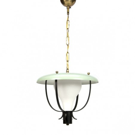 Hanging lamp from the fifties with mint green hood