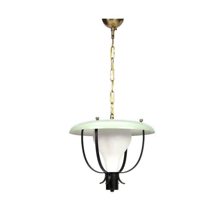 Hanglamp uit de fifties met mint groene kap - Retro Studio