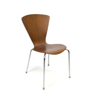 Plywood stoel op chroom onderstel - Retro Studio