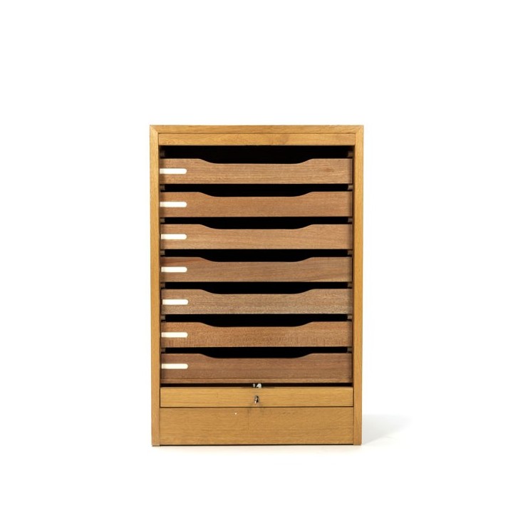 Kleine Deense archiefkast met roldeur - Retro Studio