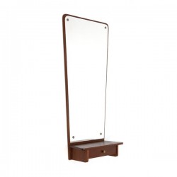 Teak mirror with small drawer