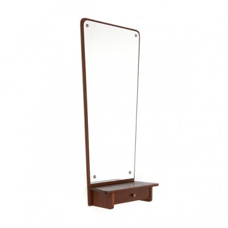 Teak mirror with small drawer