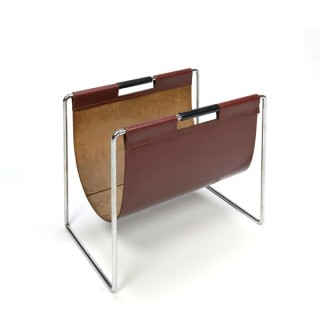 Lederen lectuurrek chroom frame - Retro Studio