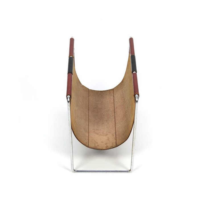 Leather magazine rack chrome base - Retro Studio