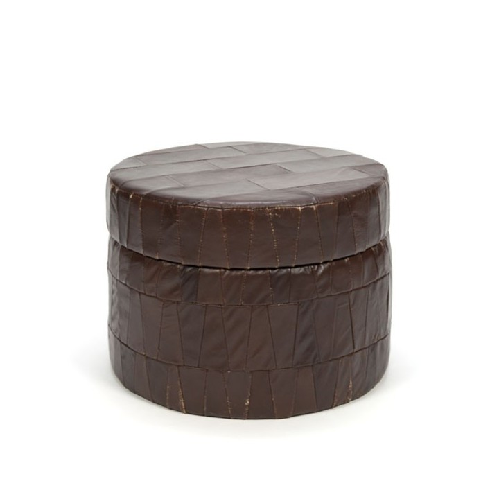Leather patchwork pouf - Retro Studio