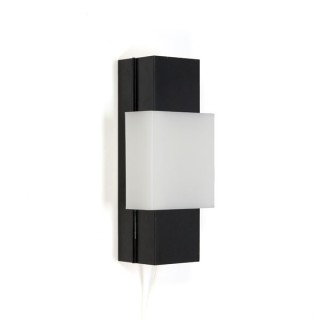 Black metal wall lamp with white plastic - Retro Studio