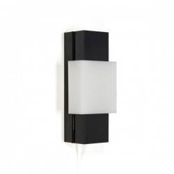 Black metal wall lamp with white plastic