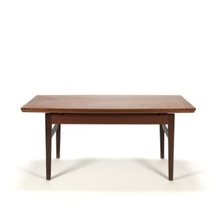 Deense salon-/ eettafel in teakhout uitklapbaar - Retro