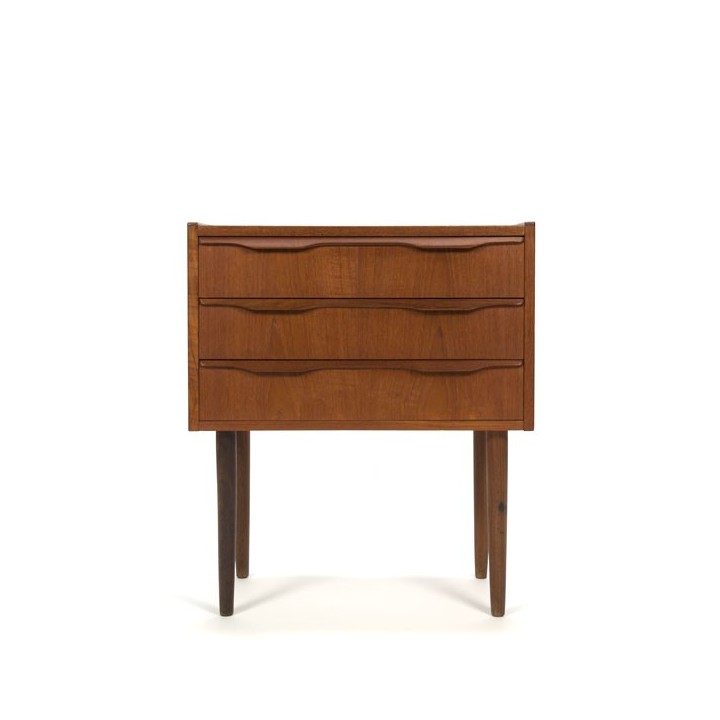 Teakhouten ladekast met 3 lades klein model - Retro Studio