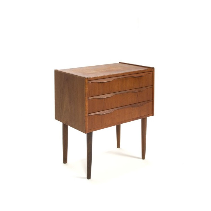 Teakhouten ladekast met 3 lades klein model - Retro Studio