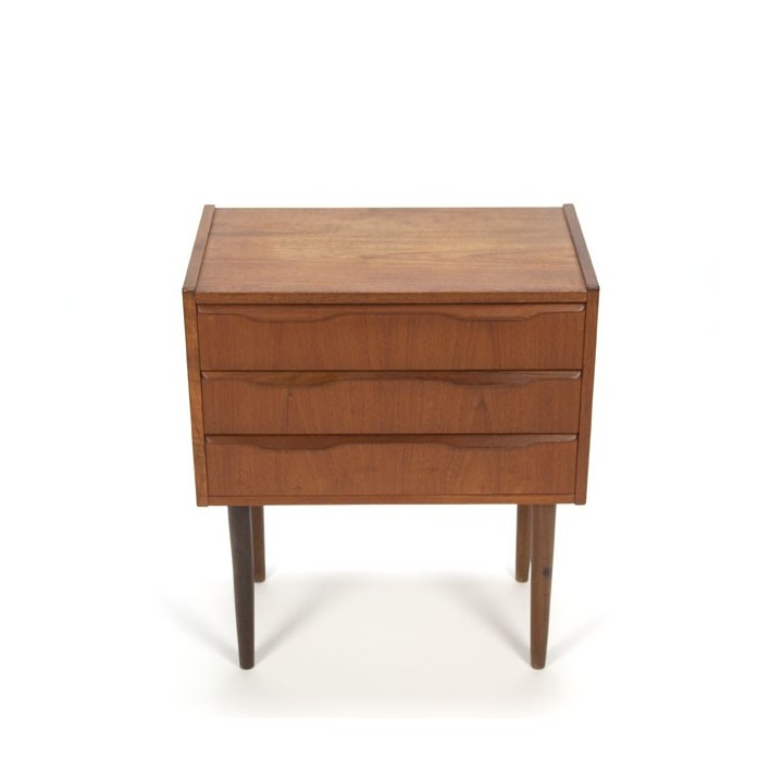 Teakhouten ladekast met 3 lades klein model - Retro Studio