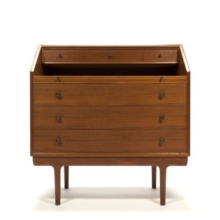 Spacious secretaire in teak with brass handles - Retro