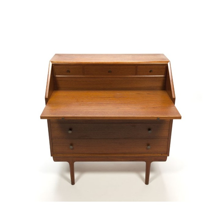 Spacious secretaire in teak with brass handles - Retro