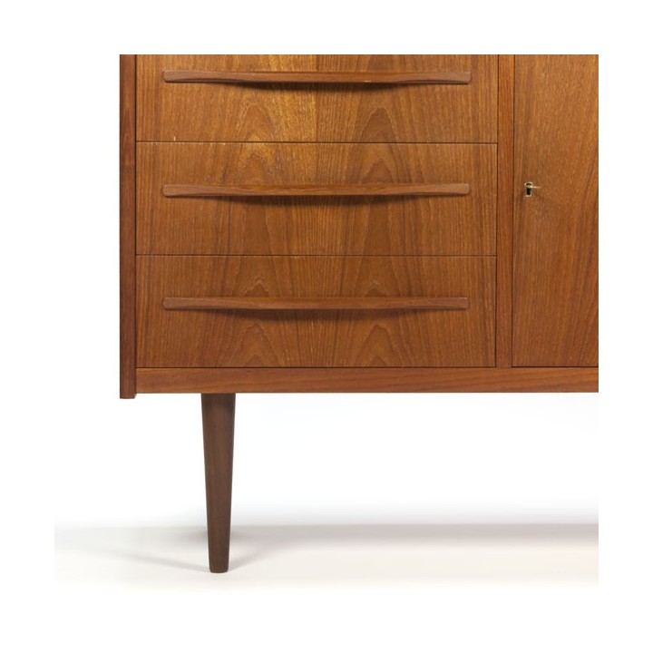 Secretaire in teak with glass sliding doors - Retro Studio
