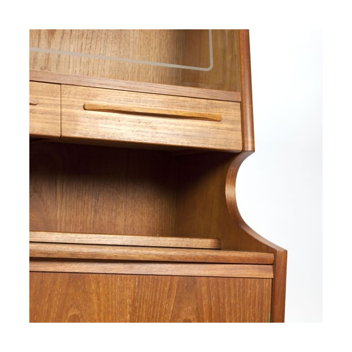 Secretaire in teak with glass sliding doors - Retro Studio