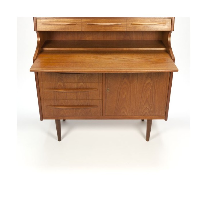 Secretaire in teak with glass sliding doors - Retro Studio