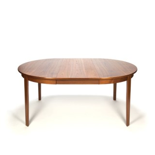 Deense teakhouten design eettafel rond/ ovaal model - Retro