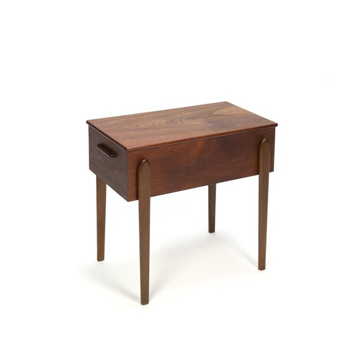 Small teak side table/ sewing cabinet - Retro Studio