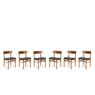 Set of 6 Danish design chairs with backrest in teak - Retro