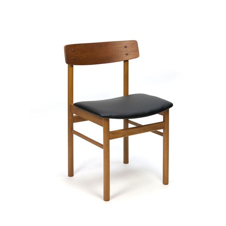 Set van 6 Deense design stoelen met rugleuning in teak -