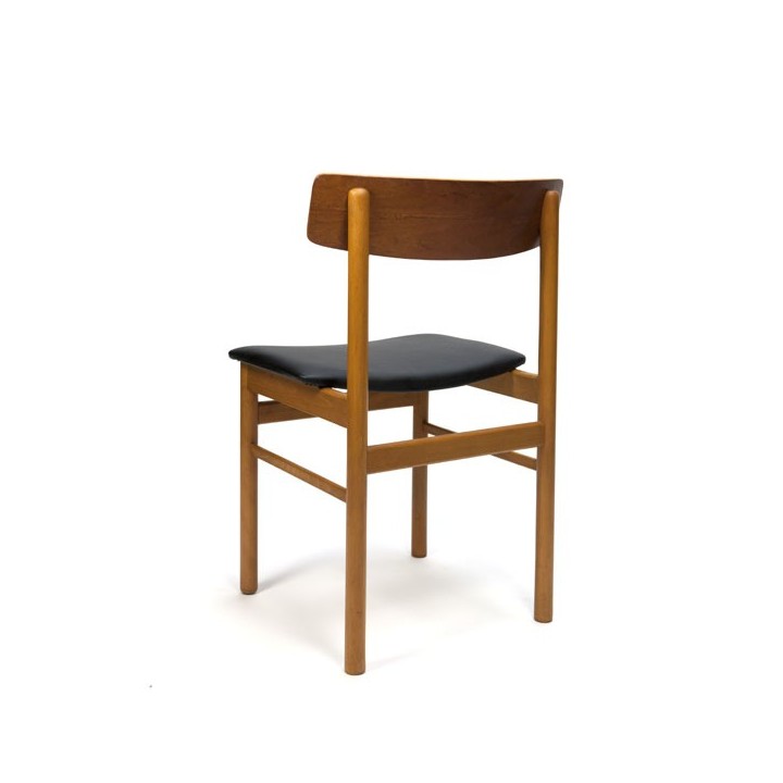 Set van 6 Deense design stoelen met rugleuning in teak -