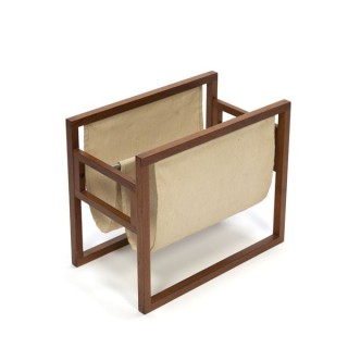 Teak newspaper rack with jute - Retro Studio