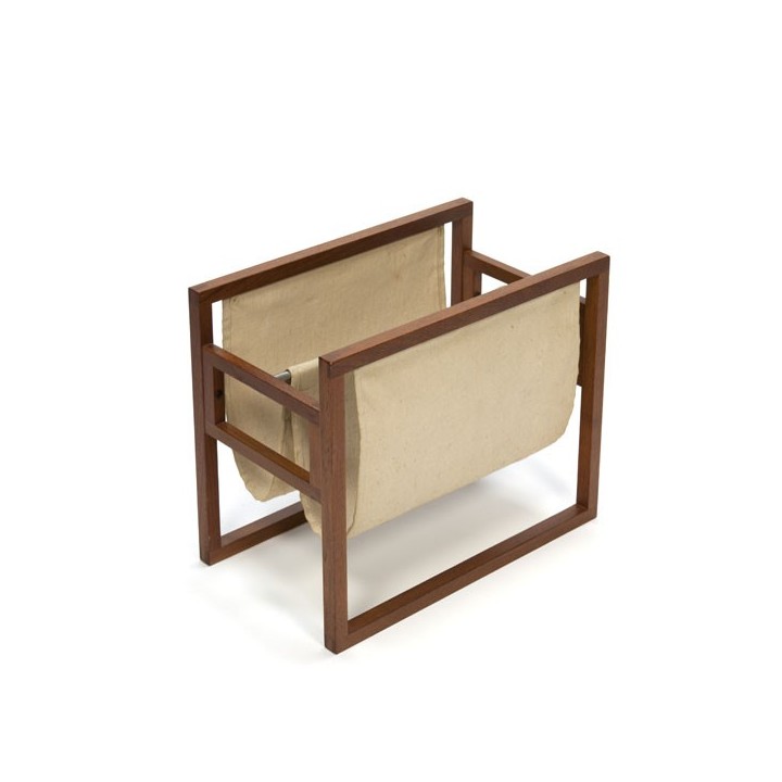Teak newspaper rack with jute - Retro Studio