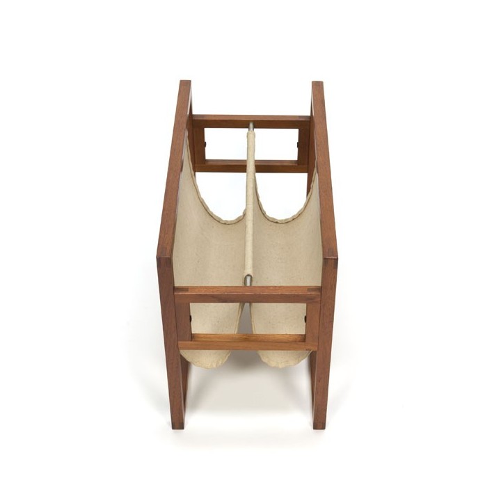 Teak newspaper rack with jute - Retro Studio