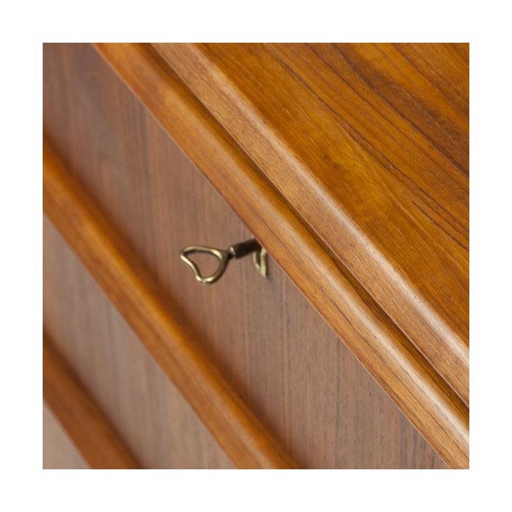 Deense Secretaire in teak met kleine spiegel - Retro Studio