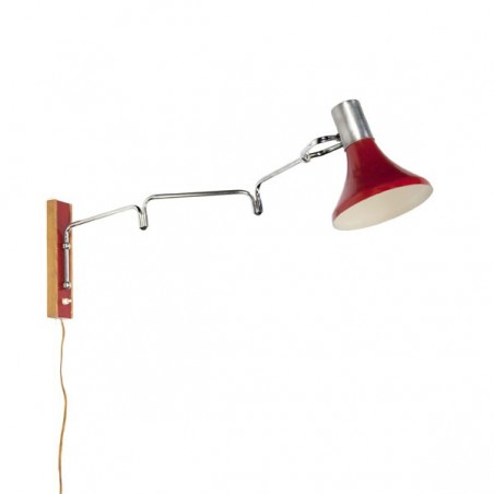 Vintage wall lamp with red shade