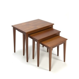 Set van drie bijzettafeltjes in teakhout - Retro Studio