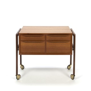 Danish teak cabinet on brass wheels - Retro Studio