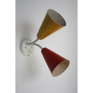 Wall lamp from the 1950's yellow/ red - Retro Studio