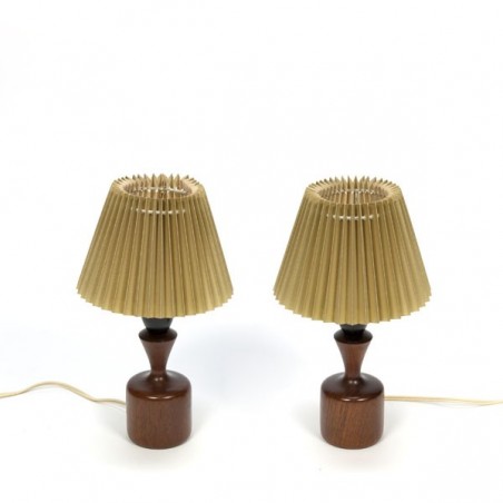 Deense tafellampjes met teakhouten voet set van 2