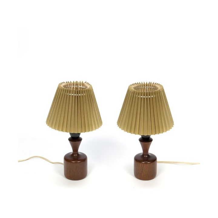 Danish table lamps with teak base set of 2 - Retro Studio