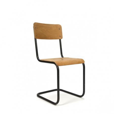 Tube frame chair with wood