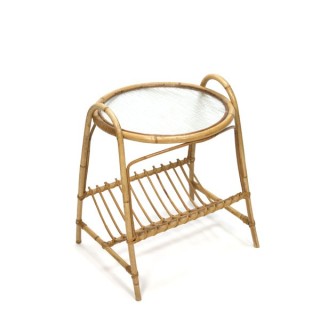 Rotan bijzettafeltje met krantenrek - Retro Studio