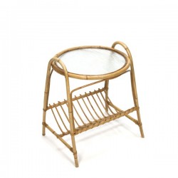Wicker side table with newspaper rack