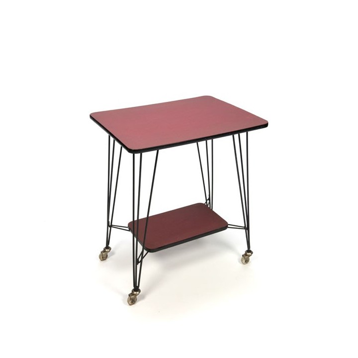 Side table/ trolley from the fifties with lower shelf -