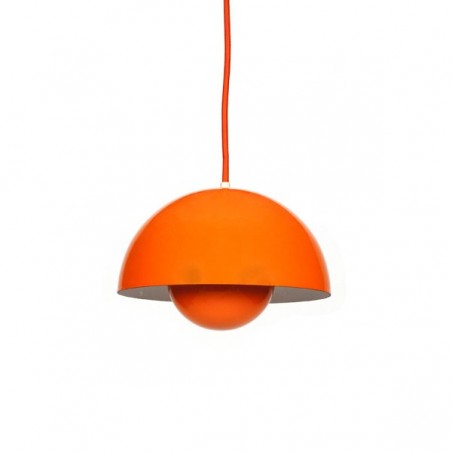 Orange Flower pot hanging lamp design Verner Panton