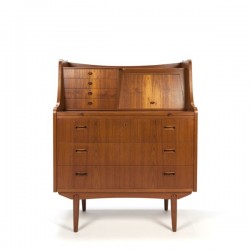 Teak secretaire with several drawers