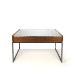Large vintage display table in teak and chrome - Retro