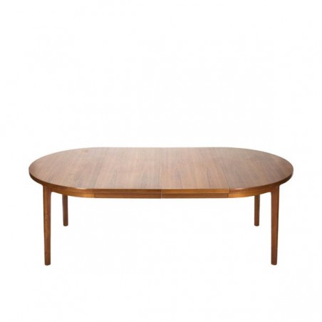 Large Danish oval dining table with 2 leaves in teak