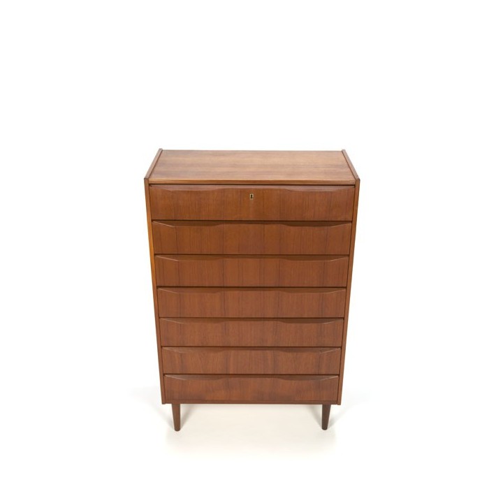 Deense ladekast met 7 lades in teak - Retro Studio