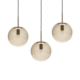 Set of 3 large glass ball hanging lamps - Retro Studio