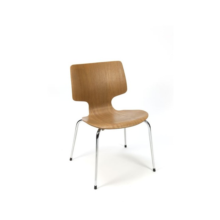 Set van 4 houten stoelen met chroom onderstel - Retro Studio