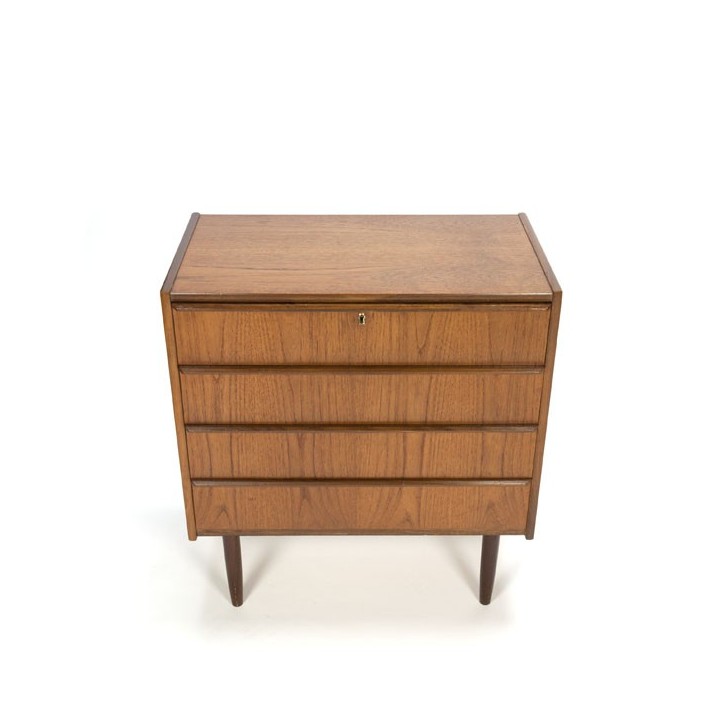 Kleine teakhouten ladekast met 4 lades - Retro Studio