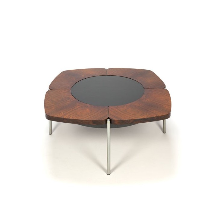 Rosewood design coffee table with glass part - Retro Studio