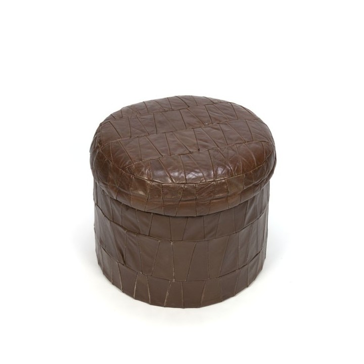 Bruine poef met losse deksel - Retro Studio