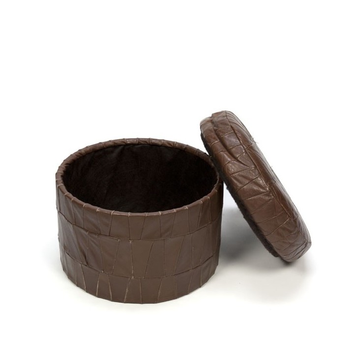 Bruine poef met losse deksel - Retro Studio